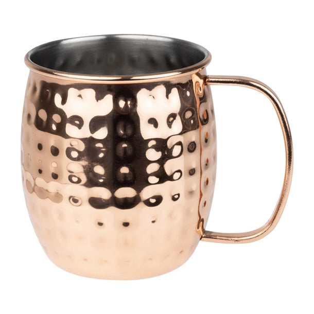 Olympia Barware Hammered Stainless Steel Copper Coated Mug 440ml hy114
