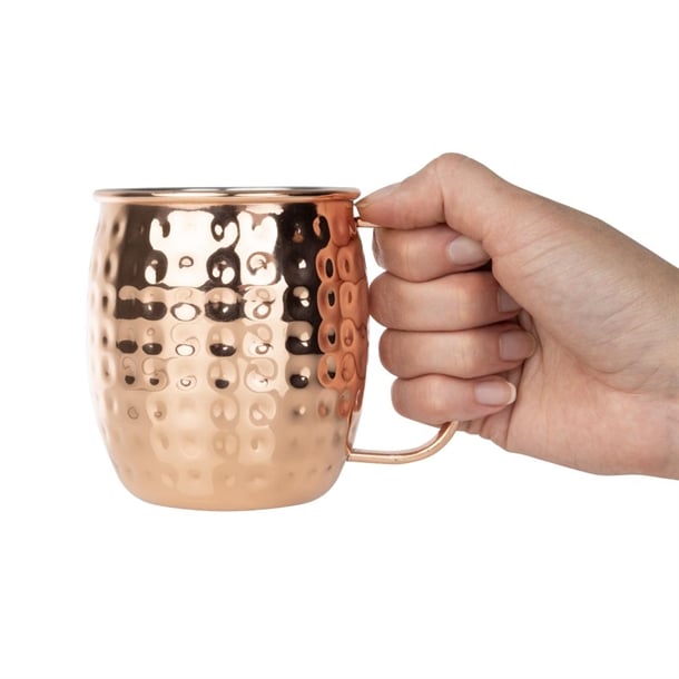 Olympia Barware Hammered Stainless Steel Copper Coated Mug 440ml hy114