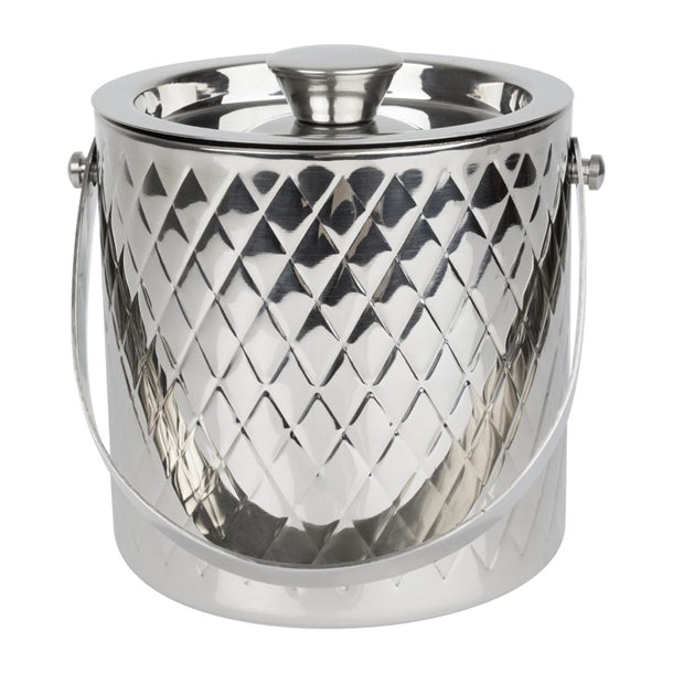Olympia Geo Double Wall Ice Bucket Stainless Steel 1950ml hy134