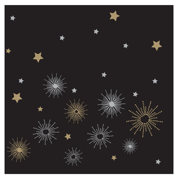 Swantex Lunch Napkins Midnight Sparkle 33x33cm 2ply 1/4 Fold (1000 pack) hy180