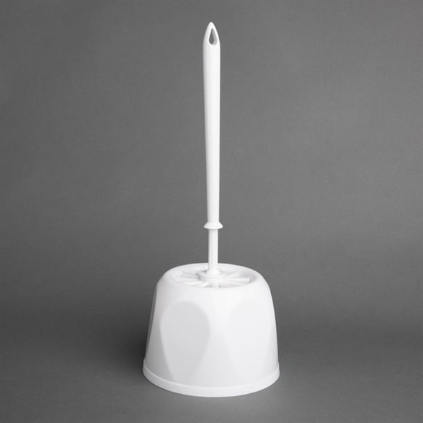 Nisbets Essentials Round Toilet Brush & Holder - White hy187