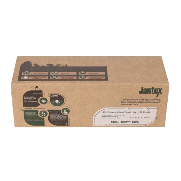 Jantex Green 100% Recycled Hand Towel 1ply 3600 sheets hy595
