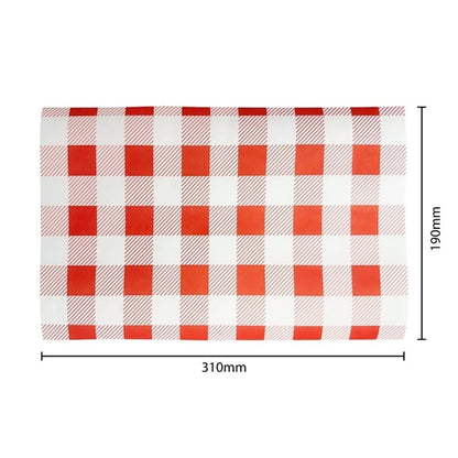Fiesta Compostable Red Gingham Greaseproof Sheets 310x190mm (200 Pack) hy781
