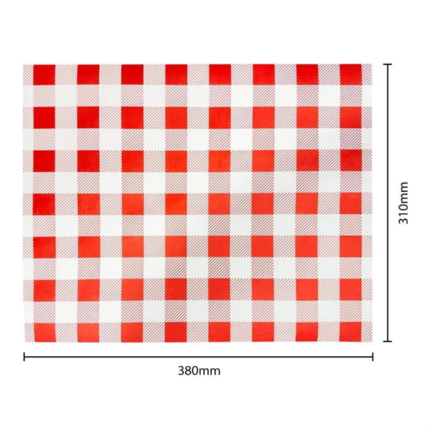 Fiesta Compostable Red Gingham Greaseproof Sheets 380x310mm ( 200 Pack) hy782