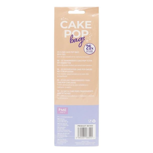 PME Cake Pop Bags with Silver Ties 254x76mm (25 Pack) hz061