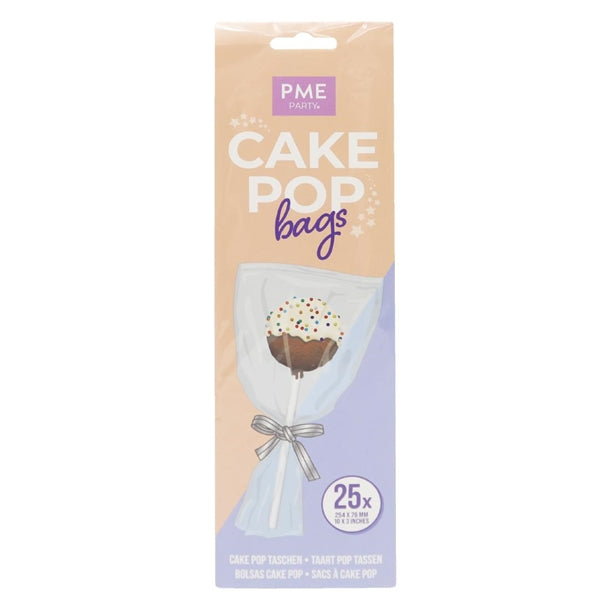 PME Cake Pop Bags with Silver Ties 254x76mm (25 Pack) hz061