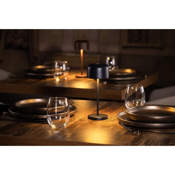 Olympia Siena Table Lamp Round Dome Black 200mm hz200