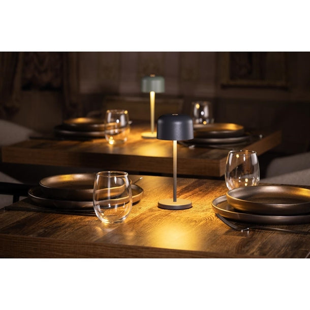 Olympia Siena Table Lamp Round Dome Grey 200mm hz203