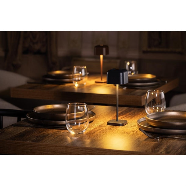 Olympia Lucca Table Lamp Squared Dome Black 200mm hz204