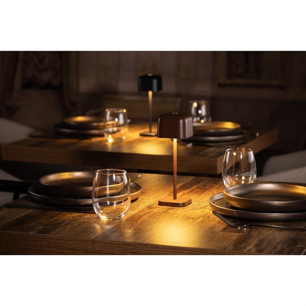 Olympia Lucca Table Lamp Squared Dome Chestnut 200mm hz205