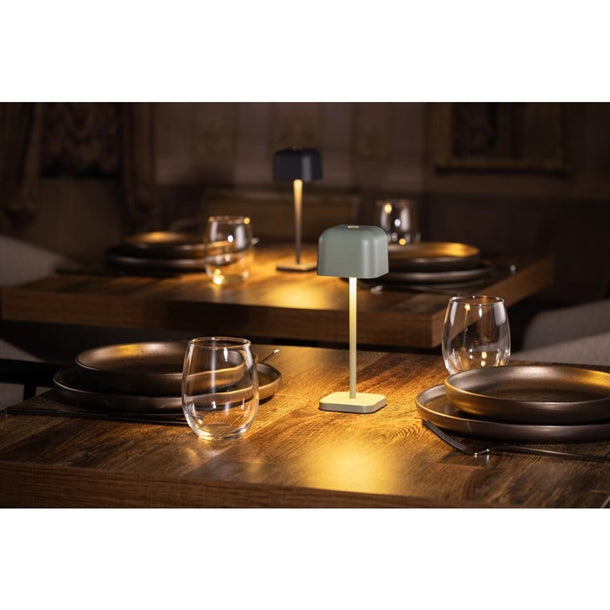 Olympia Lucca Table Lamp Squared Dome Sage 200mm hz206