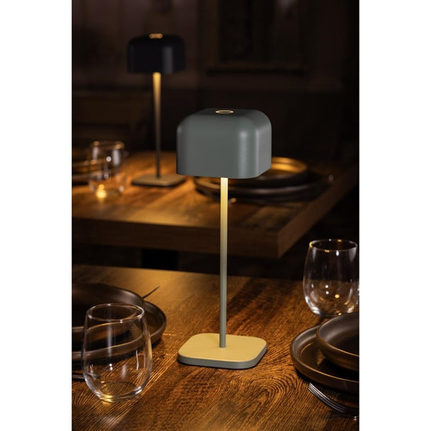 Olympia Lucca Table Lamp Squared Dome Sage 300mm hz214