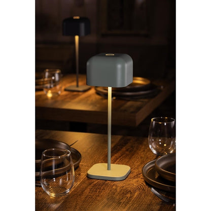 Olympia Lucca Table Lamp Squared Dome Sage 300mm hz214