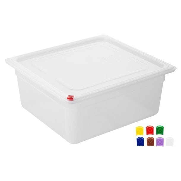 Hygiplas Click PP GN Container 2/3 with Lid & 7 Colour Clips 150mm 12Ltr (4 Pack) hz351