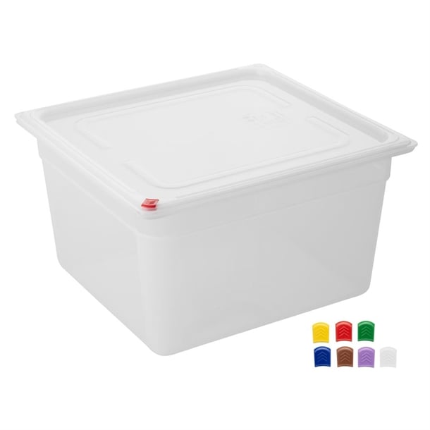 Hygiplas Click PP GN Container 2/3 with Lid & 7 Colour Clips 200mm 16.1Ltr (4 Pack) hz352