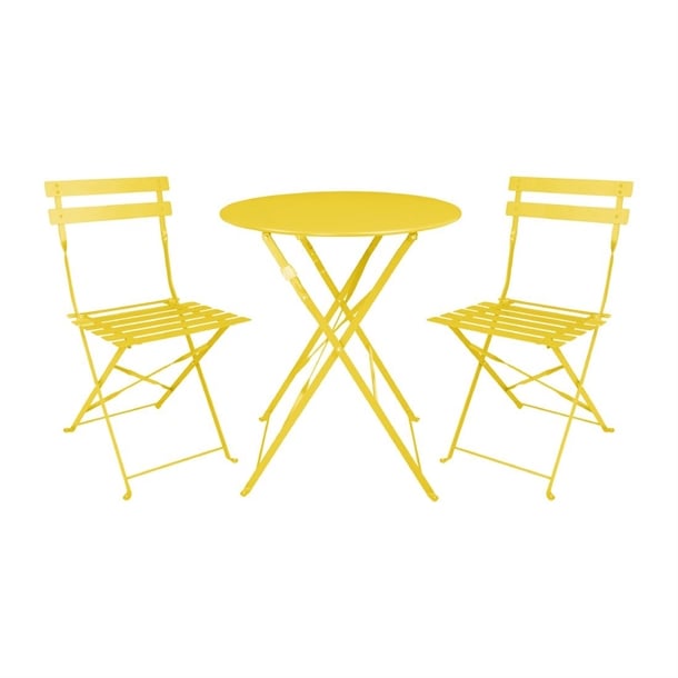 Bolero Perth Mellow Yellow Pavement Style Steel Folding Chairs (2 Pack) hz365