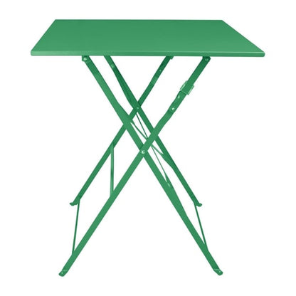 Bolero Perth Forest Green Pavement Style Steel Table Square 600mm hz366