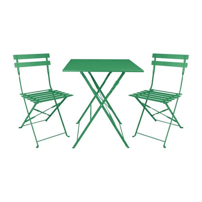 Bolero Perth Forest Green Pavement Style Steel Table Square 600mm hz366
