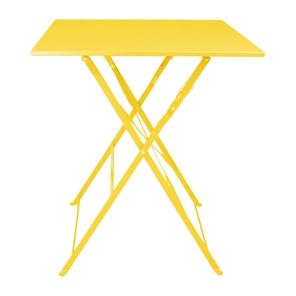 Bolero Perth Mellow Yellow Pavement Style Steel Table Square 600mm hz368