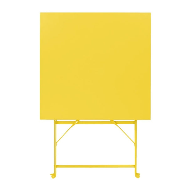 Bolero Perth Mellow Yellow Pavement Style Steel Table Square 600mm hz368