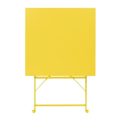 Bolero Perth Mellow Yellow Pavement Style Steel Table Square 600mm hz368