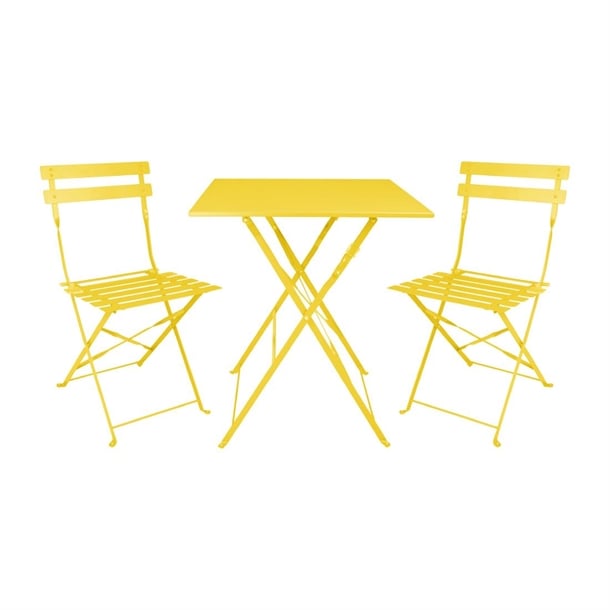 Bolero Perth Mellow Yellow Pavement Style Steel Table Square 600mm hz368