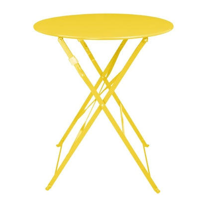 Bolero Perth Mellow Yellow Pavement Style Steel Table Round 600mm hz369