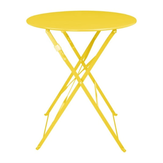 Bolero Perth Mellow Yellow Pavement Style Steel Table Round 600mm hz369