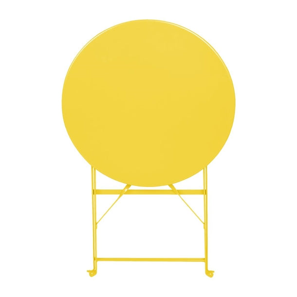 Bolero Perth Mellow Yellow Pavement Style Steel Table Round 600mm hz369