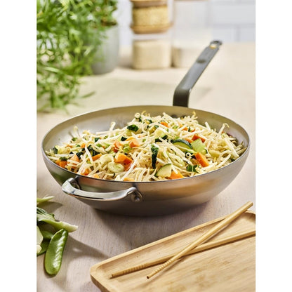 De Buyer Mineral B Rounded Wok with Handle 32cm hz614