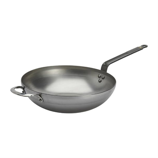 De Buyer Mineral B Rounded Wok with Handle 32cm hz614