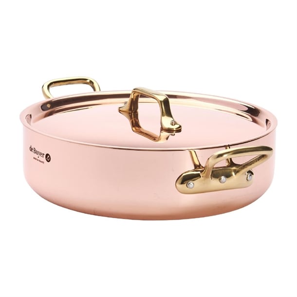 De Buyer Inocuivre Saute Pan with Lid Brass 24cm hz625