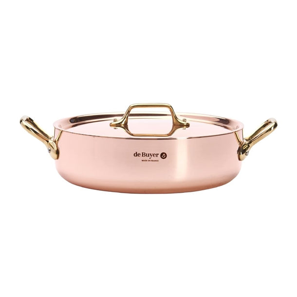 De Buyer Inocuivre Saute Pan with Lid Brass 24cm hz625