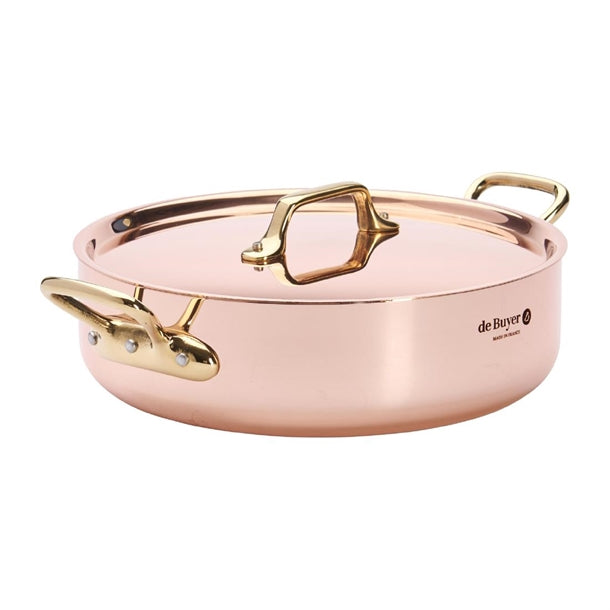De Buyer Inocuivre Saute Pan with Lid Brass 24cm hz625