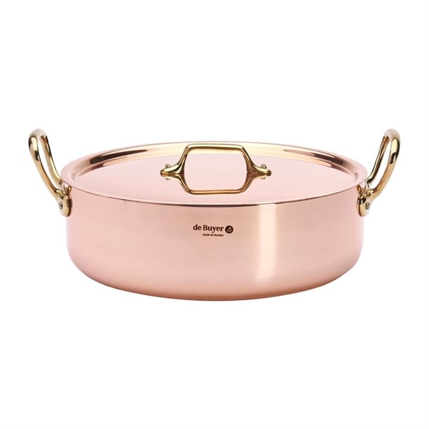 De Buyer Inocuivre Saute Pan with Lid Brass 28cm hz626