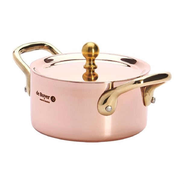 De Buyer Inocuivre Mini Saucepan with Brass Handles 10cm hz627