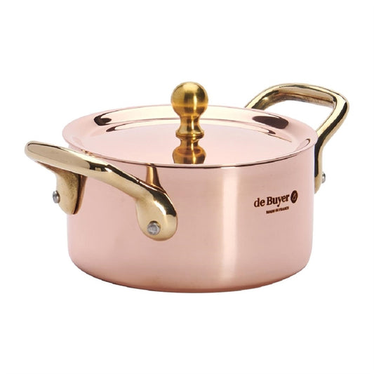 De Buyer Inocuivre Mini Saucepan with Brass Handles 10cm hz627