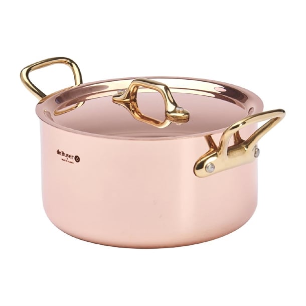 De Buyer Inocuivre Round Stewpan with Lid Brass 16cm hz628