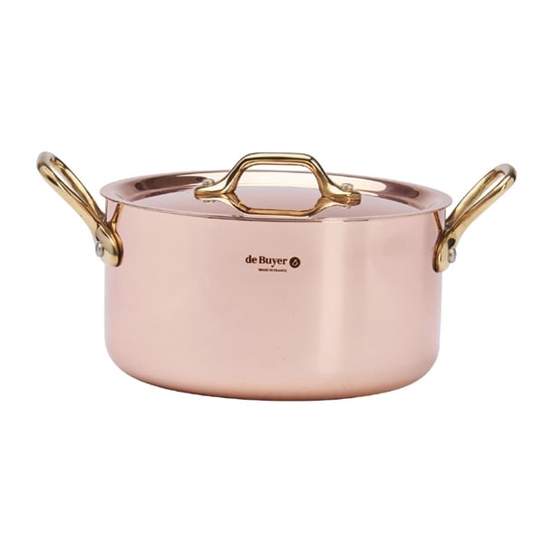 De Buyer Inocuivre Round Stewpan with Lid Brass 16cm hz628