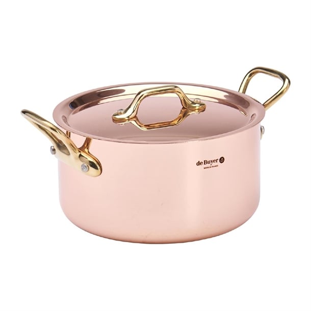 De Buyer Inocuivre Round Stewpan with Lid Brass 16cm hz628