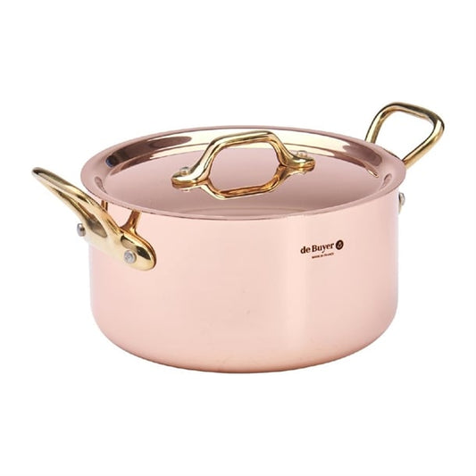 De Buyer Inocuivre Round Stewpan with Lid Brass 16cm hz628
