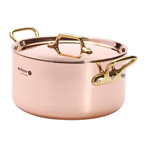 De Buyer Inocuivre Round Stewpan with Lid Brass 20cm hz629