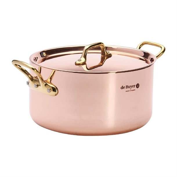 De Buyer Inocuivre Round Stewpan with Lid Brass 20cm hz629