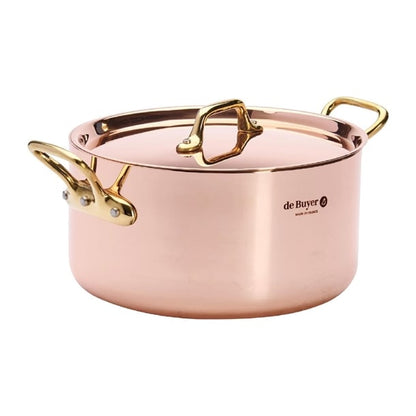 De Buyer Inocuivre Round Stewpan with Lid Brass 20cm hz629