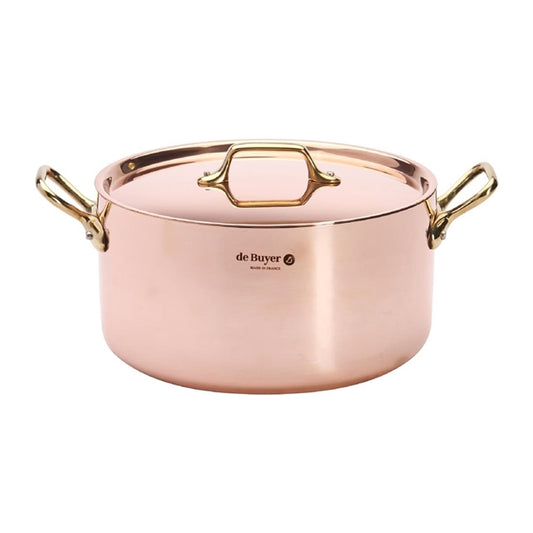 De Buyer Inocuivre Round Stewpan with Lid Brass 24cm hz630
