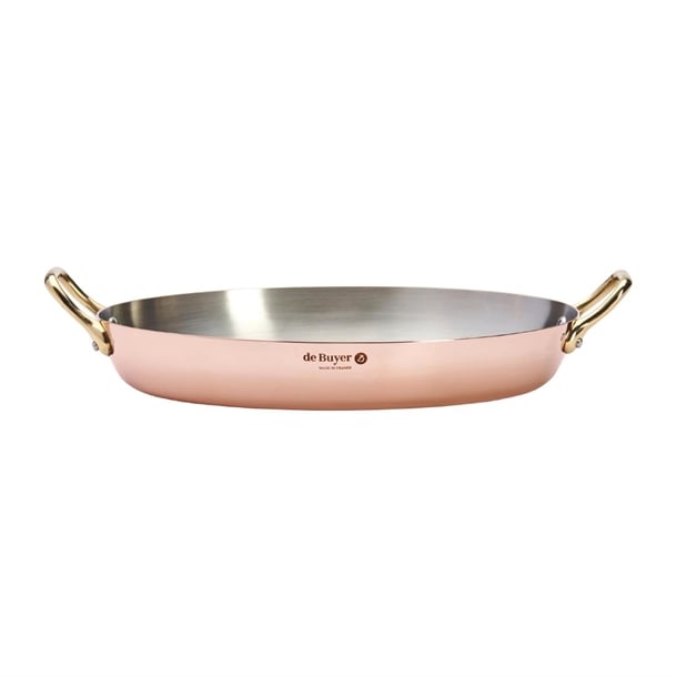 De Buyer Inocuivre Oval Dish with Brass Handles 32cm hz641