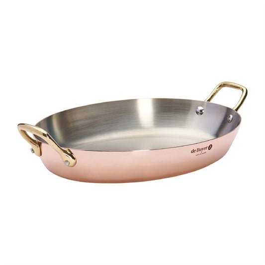 De Buyer Inocuivre Oval Dish with Brass Handles 32cm hz641
