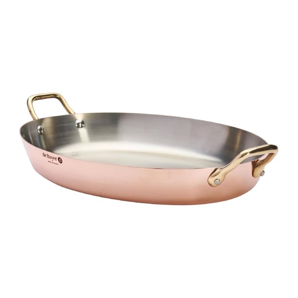 De Buyer Inocuivre Oval Dish with Brass Handles 36cm hz642