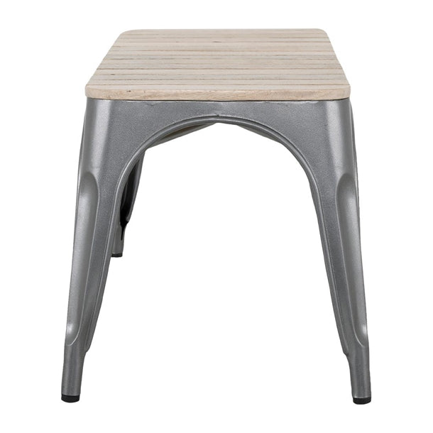 Bolero Bistro Indoor Bench Slatted Mango Wood & Gunmetal Frame 850mm (2 Pack) hz817