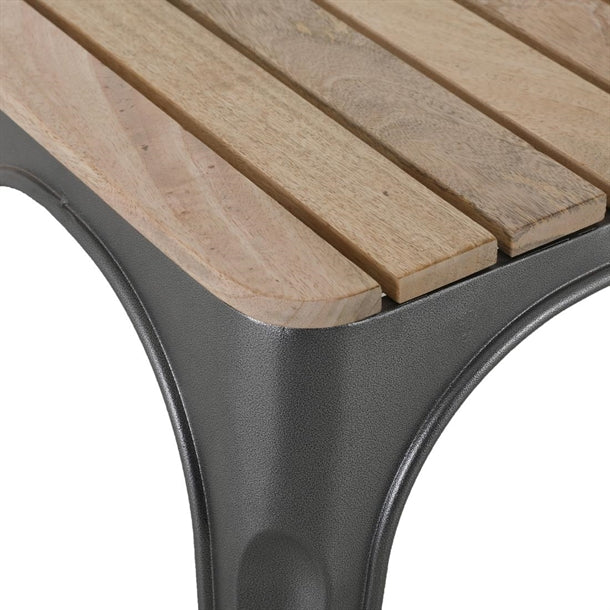 Bolero Bistro Indoor Bench Slatted Mango Wood & Gunmetal Frame 850mm (2 Pack) hz817